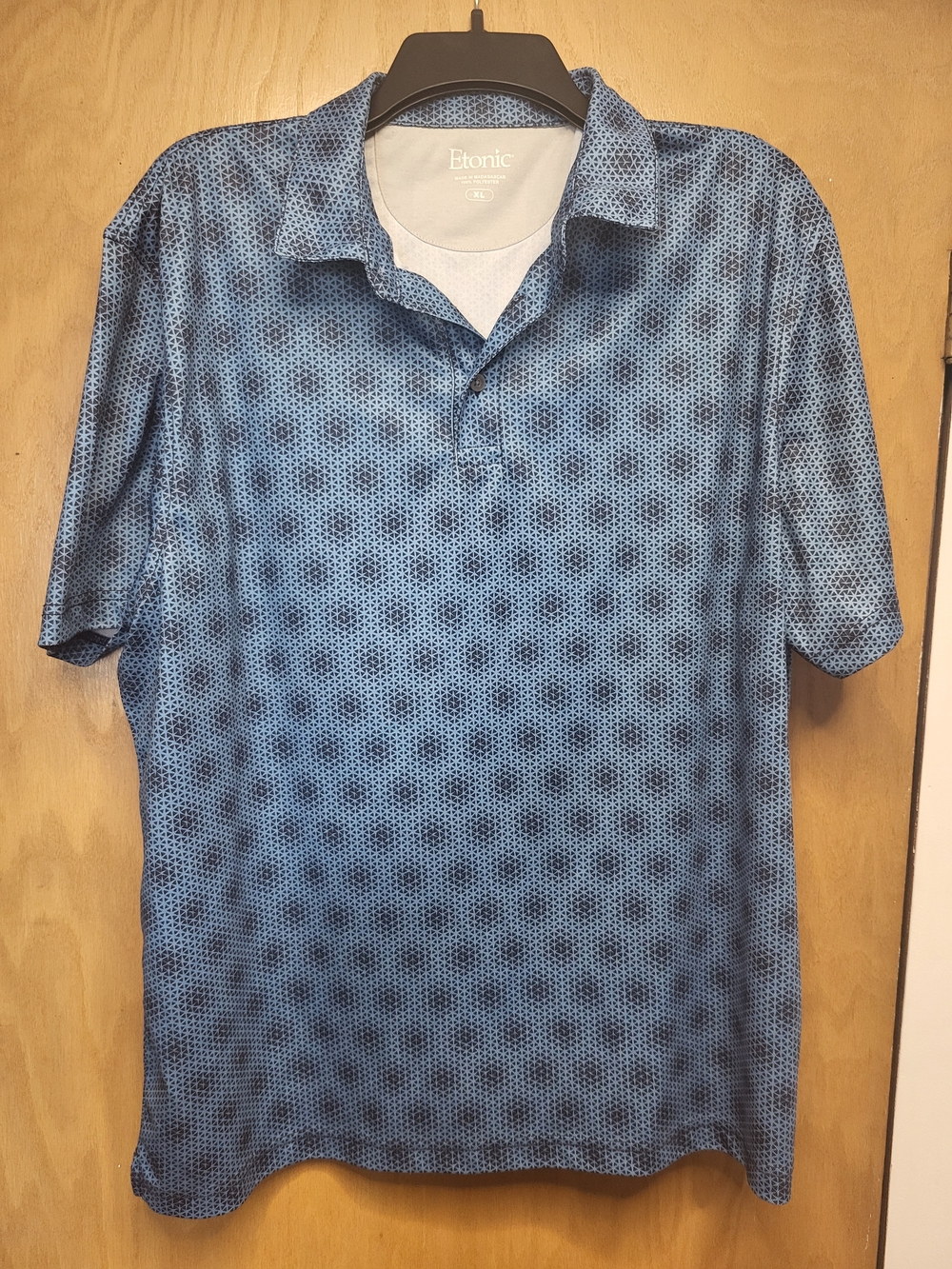Etonic Men's Blue Micro-Pattern Short Sleeve Polo